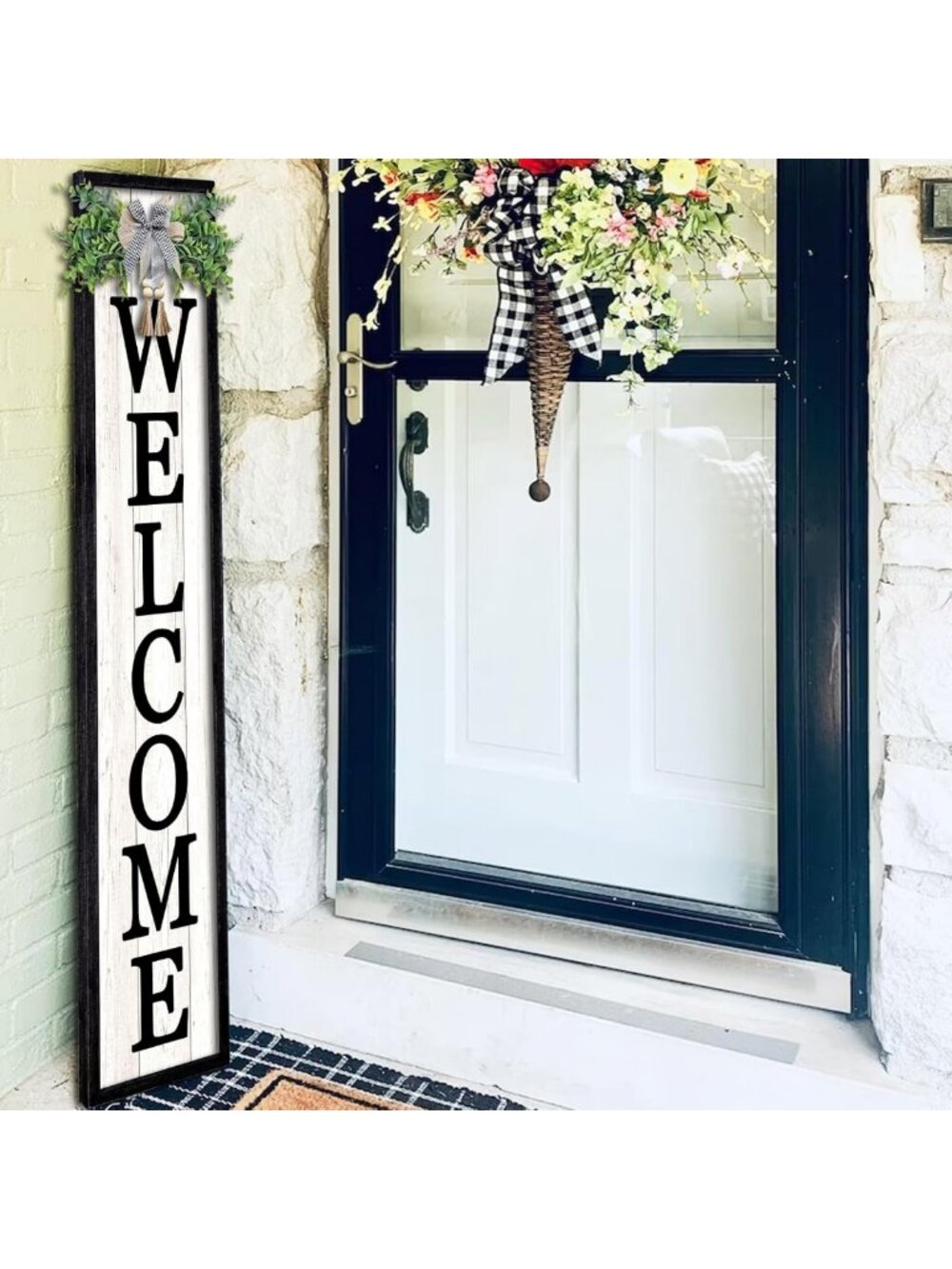 Chic 45" Black Welcome Sign for Front Porch - Stylish Home Decor & Outdoor - Picture 8 of 8